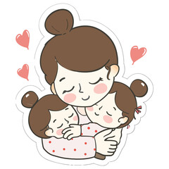 Cute Mom and baby vector illustration Printable graphic