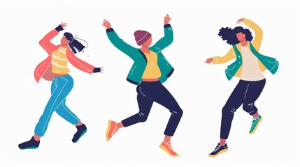 Joyful dance moves vector illustration