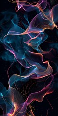 Abstract colorful particle waves on dark background