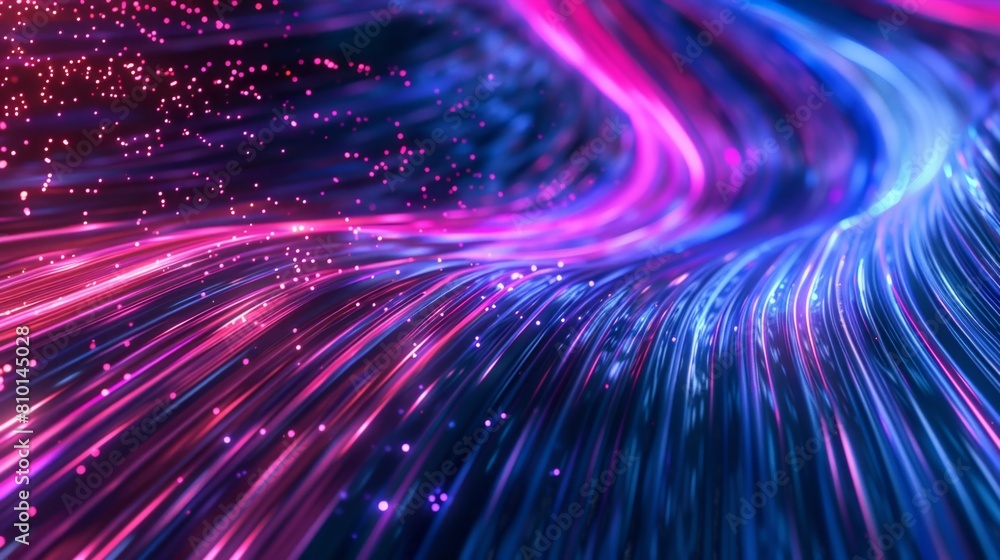 Poster vibrant digital wave with particle flow