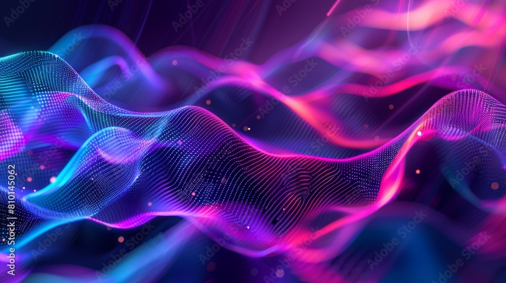 Poster abstract digital wave with particle dots