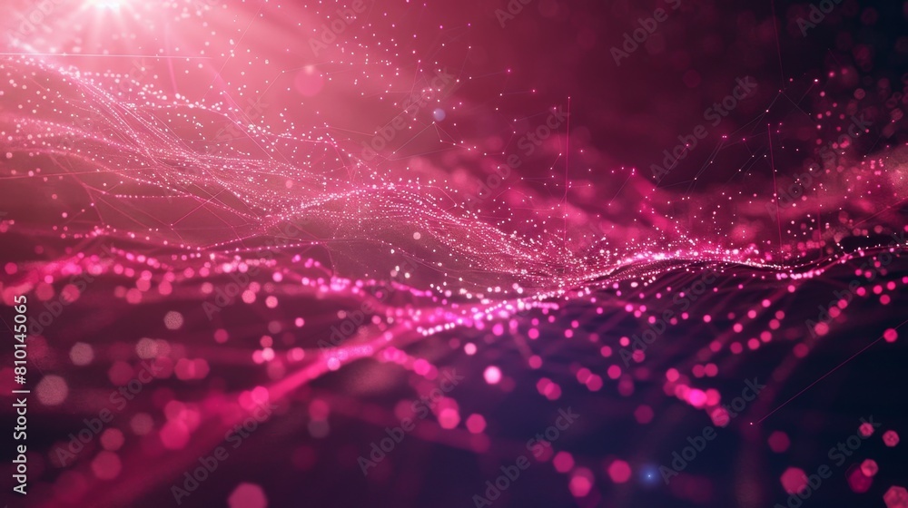 Poster abstract pink particle waves with bokeh light