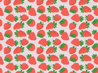 Seamless pattern made of hand drawn strawberries (several types, got shadows). Food. Berry. Vector illustration.