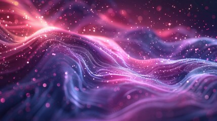 Fototapeta premium Vibrant digital illustration of a dynamic cosmic wave with particles