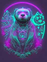 raccoon, fluorescent, blooming, neon light, bright, brilliant, shiny, shining, glowing, sparklingshining, sparkling, polished, sheeny, spick and span, original, different, lighting, illumination, enli