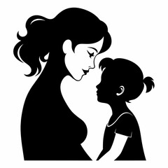 Mother with her child vector silhouette 