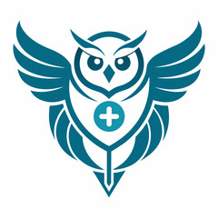 Owl logo medical line vector silhouette 