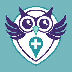 Owl logo medical line vector silhouette 