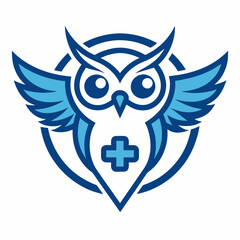 Owl logo medical line vector silhouette 