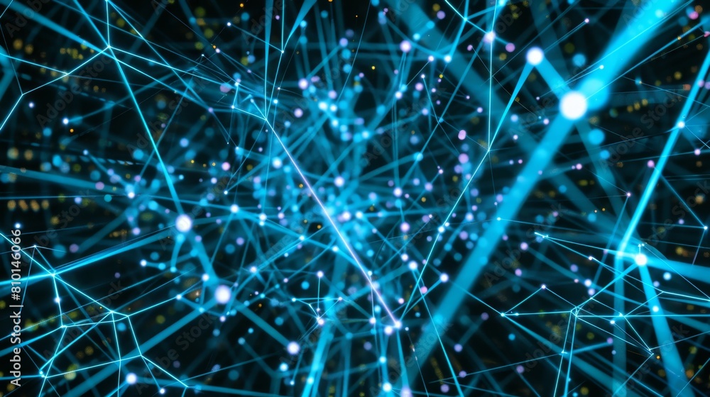 Aufkleber digital visualization of network connections with glowing nodes on a dark backdrop
