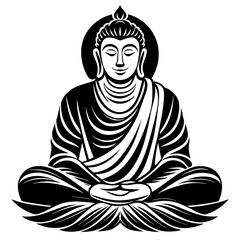 Harmonious Buddha Vector Art silhouette 