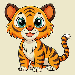 cartoon tiger cub vector illustration 