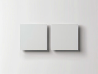 Two white blank boxes on a white wall.