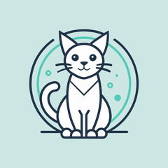 Line art of a cute cat simple and minimalist logo icon vector silhouette 