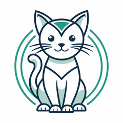 Line art of a cute cat simple and minimalist logo icon vector silhouette 