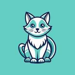 Line art of a cute cat simple and minimalist logo icon vector silhouette 