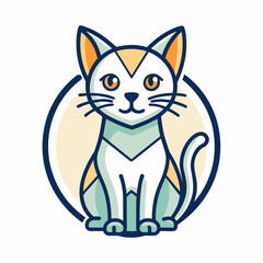 Line art of a cute cat simple and minimalist logo icon vector silhouette 