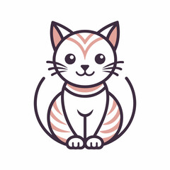 Line art of a cute cat simple and minimalist logo icon vector silhouette 