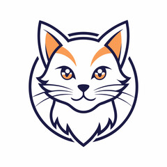 Line art of a cute cat simple and minimalist logo icon vector silhouette 