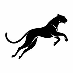 Cheetah in mid-air jump showcasing its pose in a solid black color silhouette