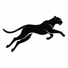 Cheetah in mid-air jump showcasing its pose in a solid black color silhouette