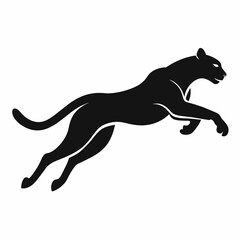 Cheetah in mid-air jump showcasing its pose in a solid black color silhouette