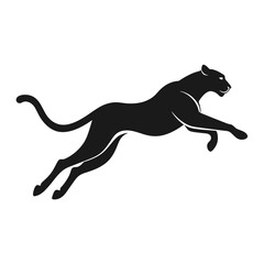 Cheetah in mid-air jump showcasing its pose in a solid black color silhouette