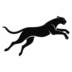 Cheetah in mid-air jump showcasing its pose in a solid black color silhouette