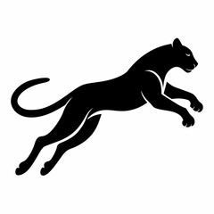Cheetah in mid-air jump showcasing its pose in a solid black color silhouette