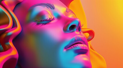 Surreal portrait of woman in vivid colors