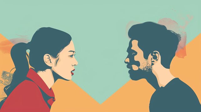 Face to face - abstract art concept