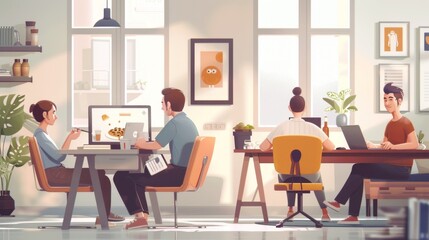 Modern office workplace with creative team