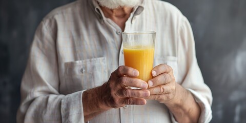 elderly man with smoothie