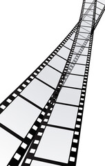 Two realistic film strips, isolated on white, reel, cinema poster design