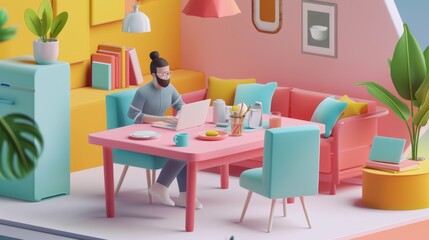 Freelancer working at home in a stylish interior
