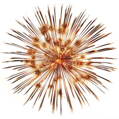 A close-up photo of a burst of crossette fireworks, isolated on a white background.