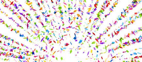 Dynamic Confetti Burst on White Panorama