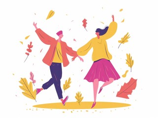 Fototapeta premium Joyful couple enjoying autumn season