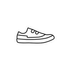Sneakers vector icon. Shoes stylish logo black line. Sports converse vector. Running outline symbol. Sneaker icon on a white background vector. Vector illustration.