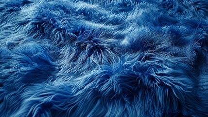Obraz premium Blue faux fur texture in close detail - A monochromatic close-up showcasing the lush texture and flow of blue faux fur in detail