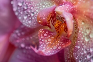 Close Up of Orchid Flower With Water Droplets