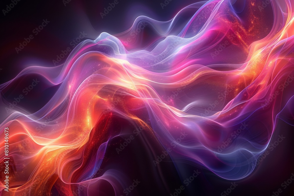 Poster this image showcases a dynamic abstract wave pattern with a cosmic touch, rich in colors and digital