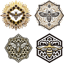 Vector illustration of bee for honey logo