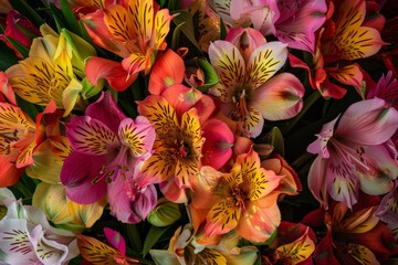 Fototapeta premium Vibrant Alstroemeria Bouquet in a Vase