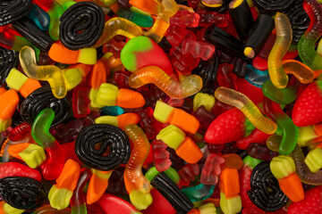 Assorted colorful gummy candies. Jelly  sweets.