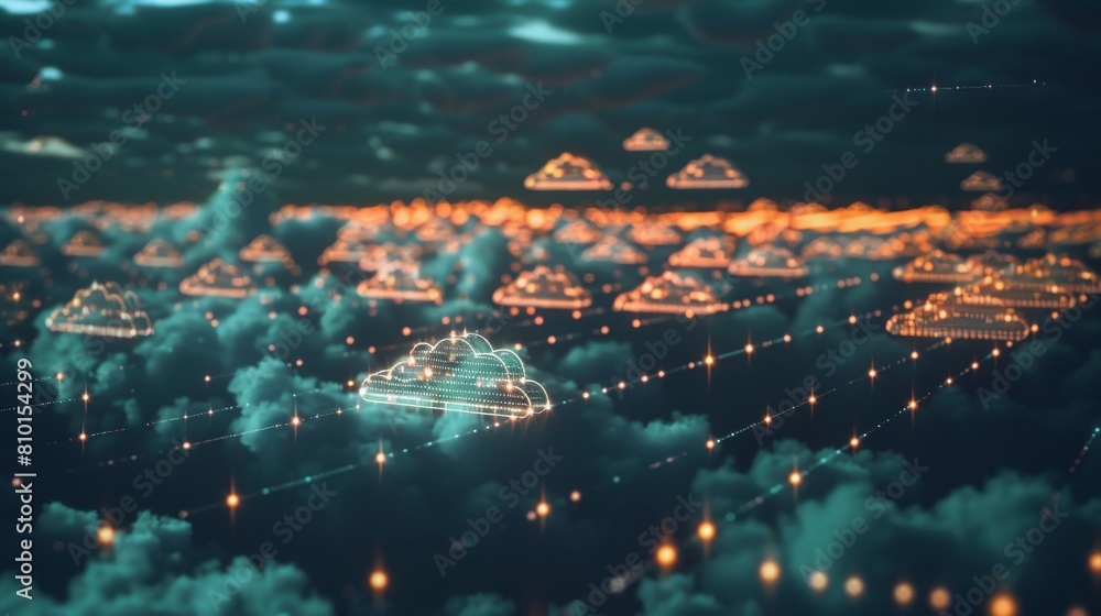 Poster shadowy depiction of data synchronization across cloud servers