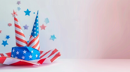 Greeting card for Independence Day USA flags and paper