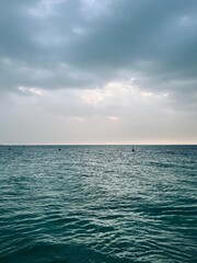 Fototapeta premium cloudy seascape, azure sea horizon