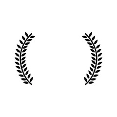 Laurel Wreaths Vector icon . Silhouette circular laurel foliate, wheat and oak wreaths depicting an award, achievement, heraldry, nobility .Collection of Emblem floral greek branch flat style stock