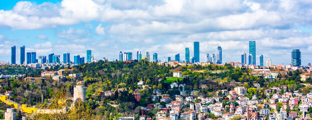 Istanbul, Turkey. Skyscrapers, hotels and modern office buildings. View from the Istanbul city...
